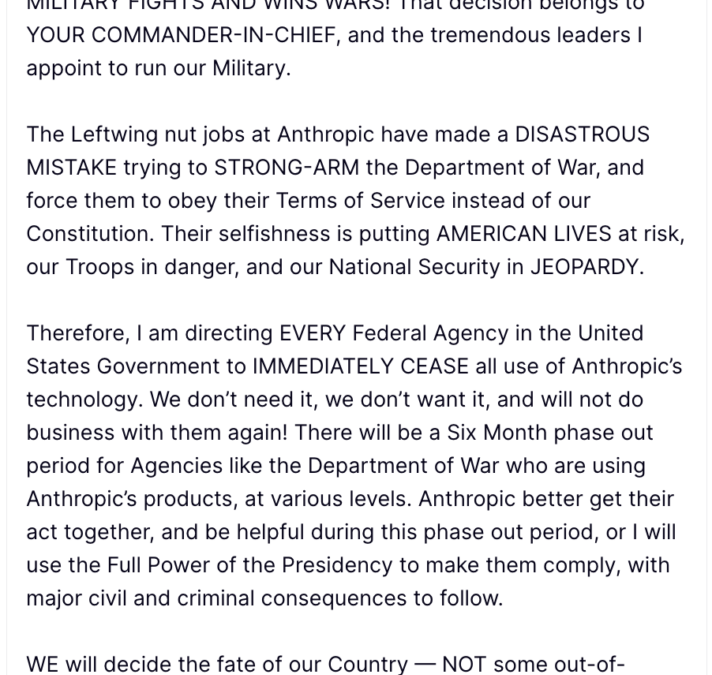 Trump Bans Anthropic As Pentagon Reportedly Accepts OpenAI’s Military AI Safeguards — Anthony Scaramucci, Ilya Sutskever, Ross Gerber Weigh In