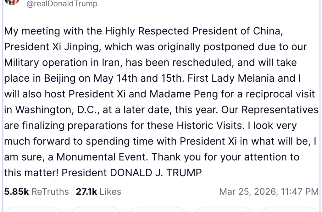 Trump-Xi Jinping China Summit Locked In For May As Iran War Reshapes Agenda: What’s On The Cards?