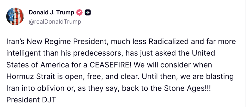 Dow Sinks 421 Points, Oil Surges To $104 As Donald Trump Threatens To ‘Hit’ Iran ‘Extremely Hard’ Within Weeks